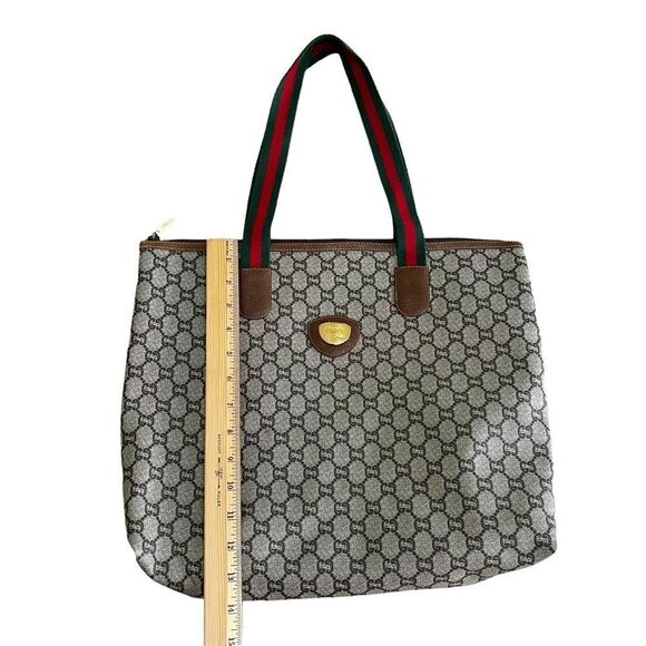 GUCCI Plus Web Sherry Line GG Plus Shoulder Tote Bag PVC Leather - Picture 2 of 16